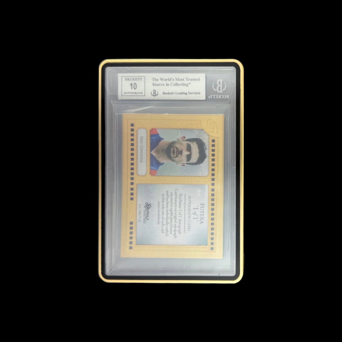 2015 Futera World Football Online Series 5 Gold Framed Autographs Eric Cantona 1/1 BGS 5.5