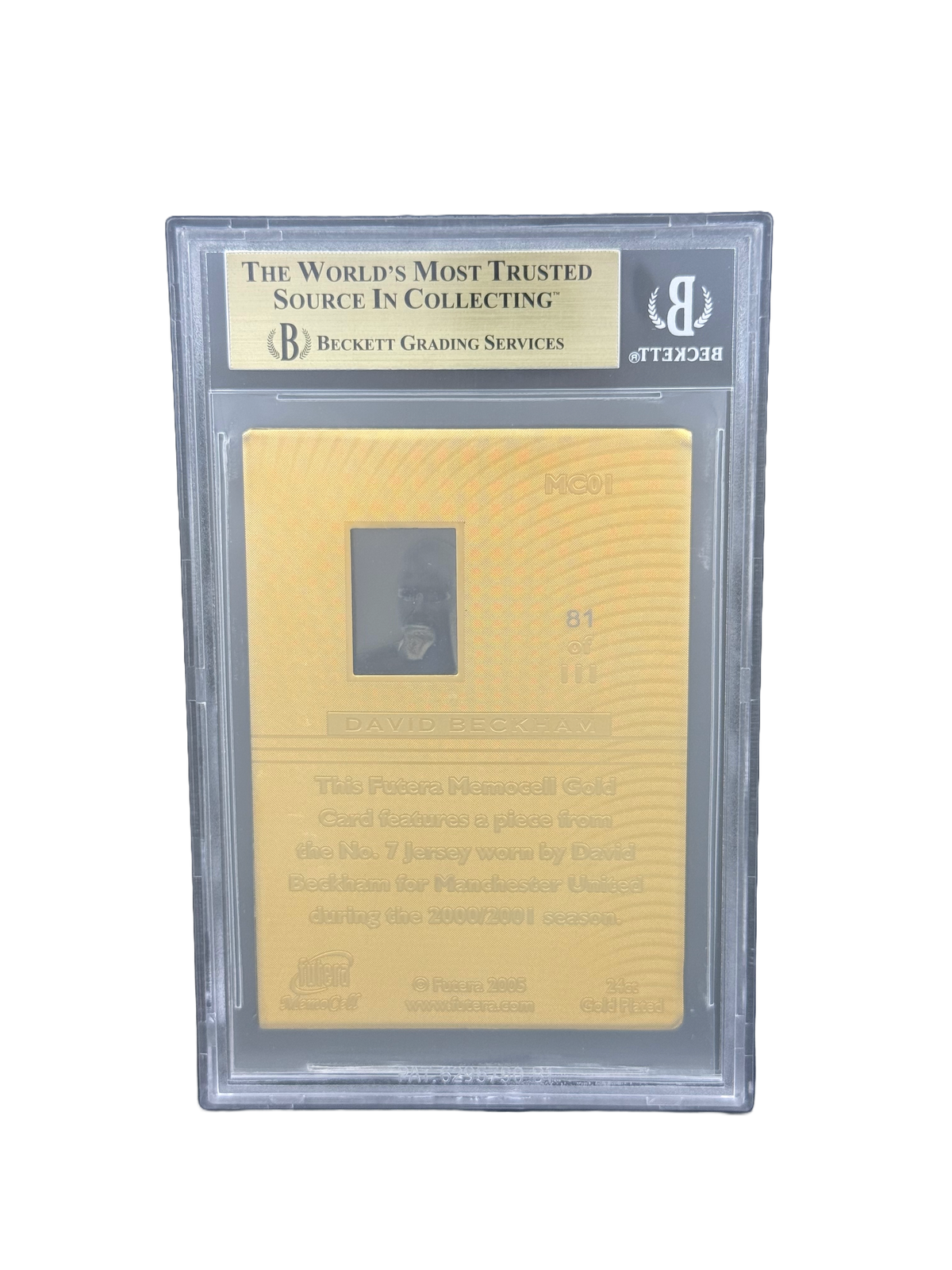 2005 Futera World Football Unique Memocell Memorabilia #MC01 David Beckham BGS 9.5
