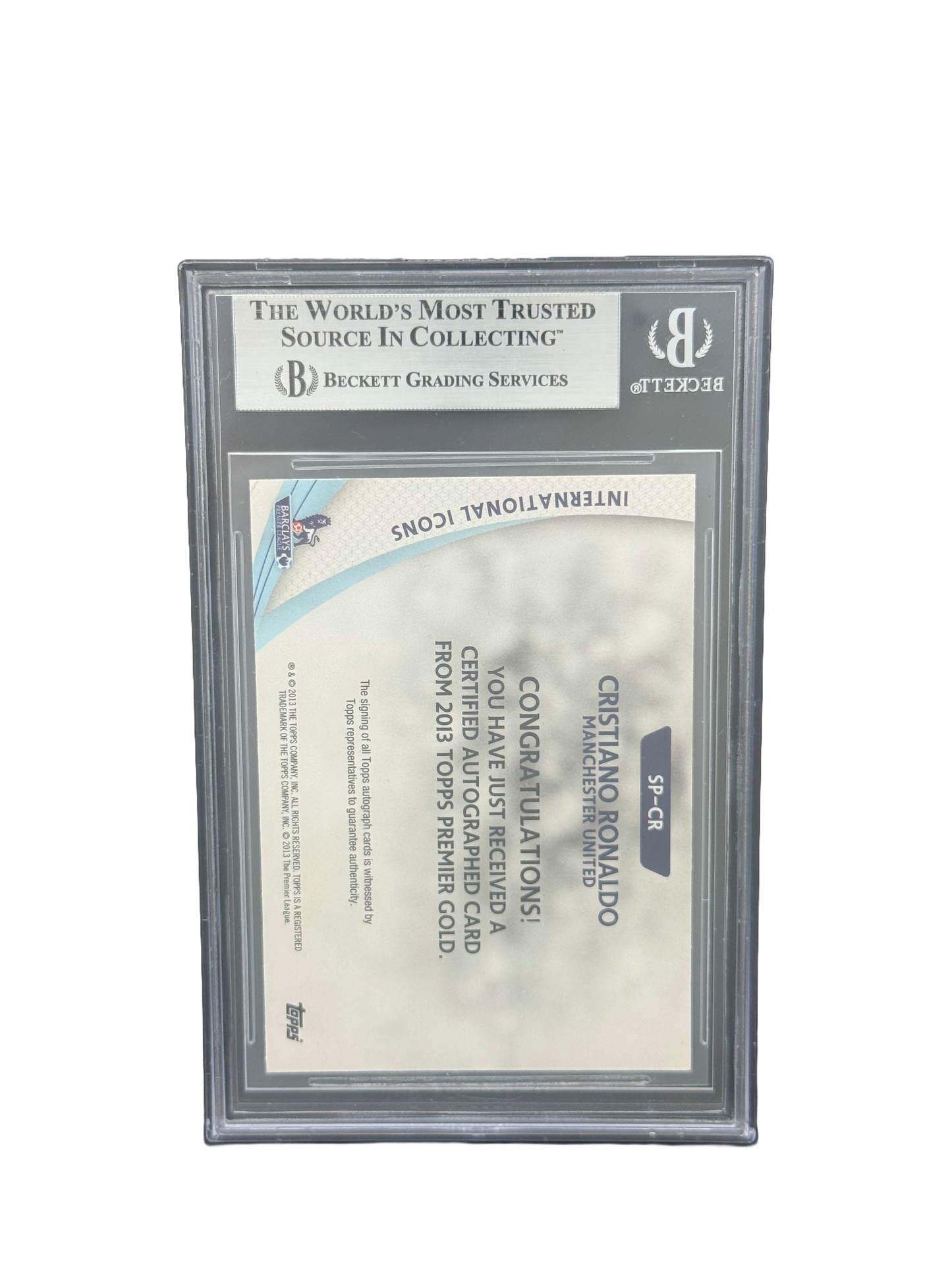 2013-14 TOPPS EPL GOLD
STAR PLAYERS AUTOGRAPHS #SPCR CRISTIANO RONALDO BGS 9