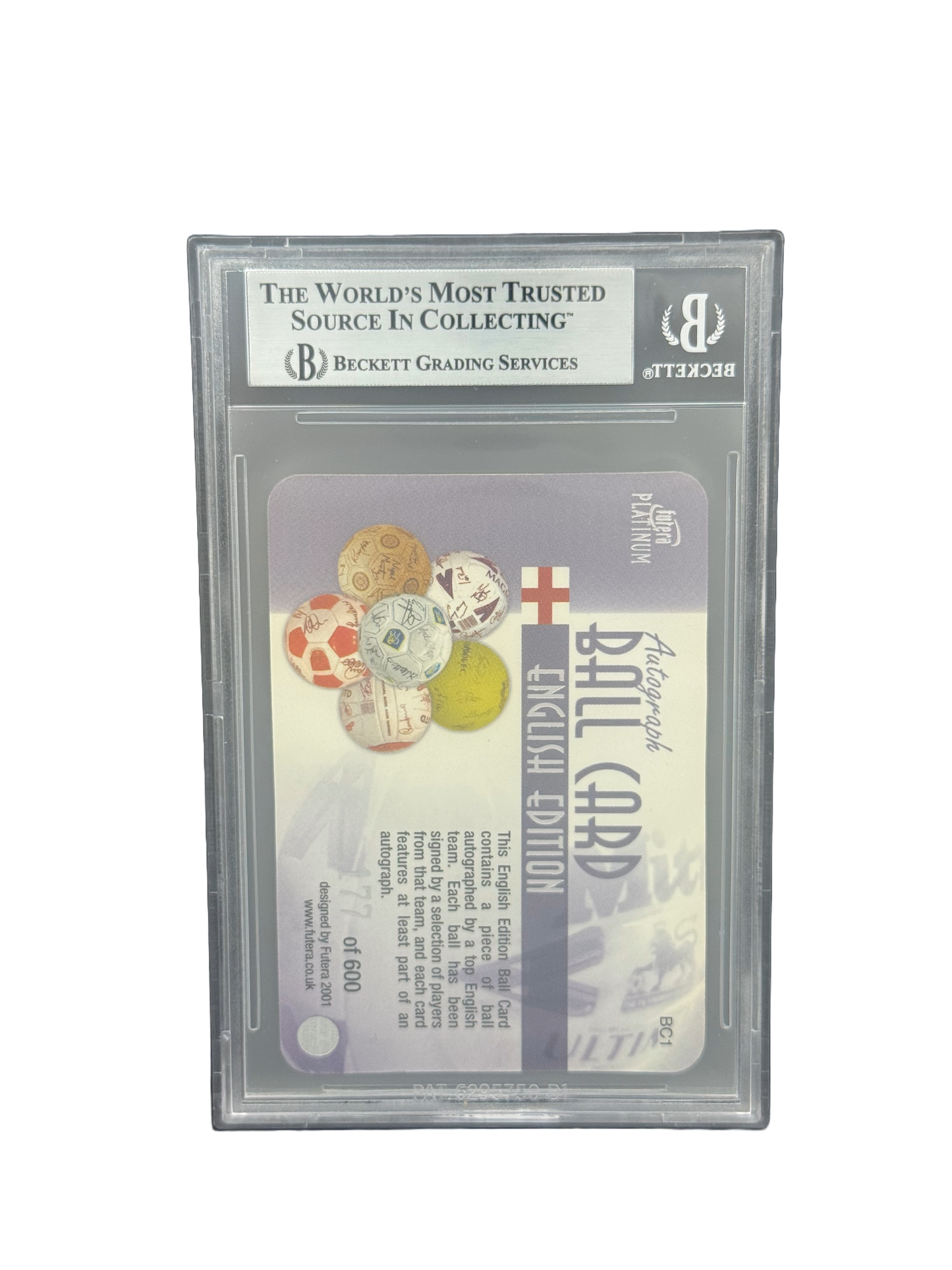 2001 FUTERA PLATINUM
WORLD STARS BALL CARD #BC1 ENGLISH BALL BGS 8.5