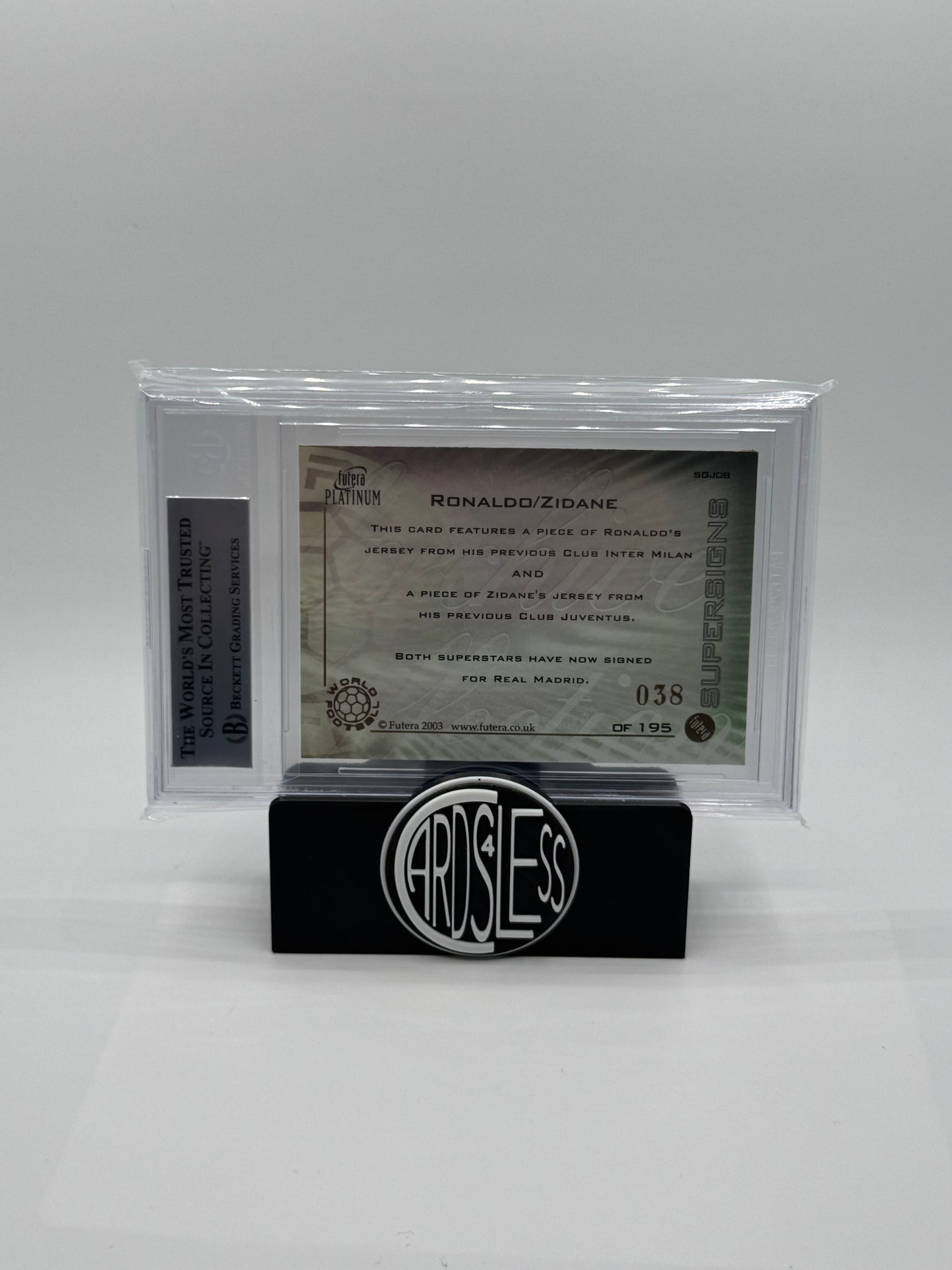 2003 Futera Platinum Zidane/R9 Dual Patch BGS 8.5 Pop 1