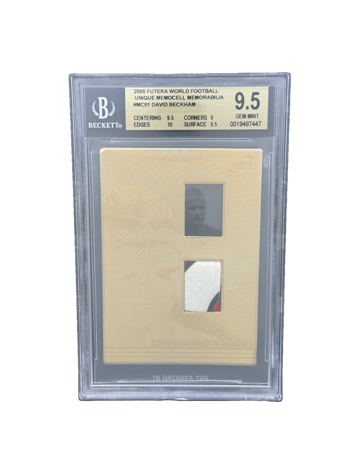 2005 Futera World Football Unique Memocell Memorabilia #MC01 David Beckham BGS 9.5
