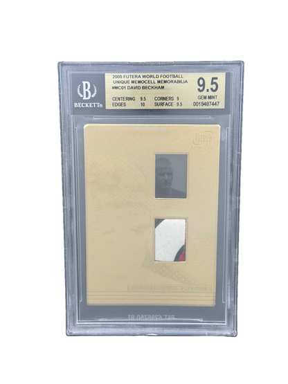 2005 Futera World Football Unique Memocell Memorabilia #MC01 David Beckham BGS 9.5