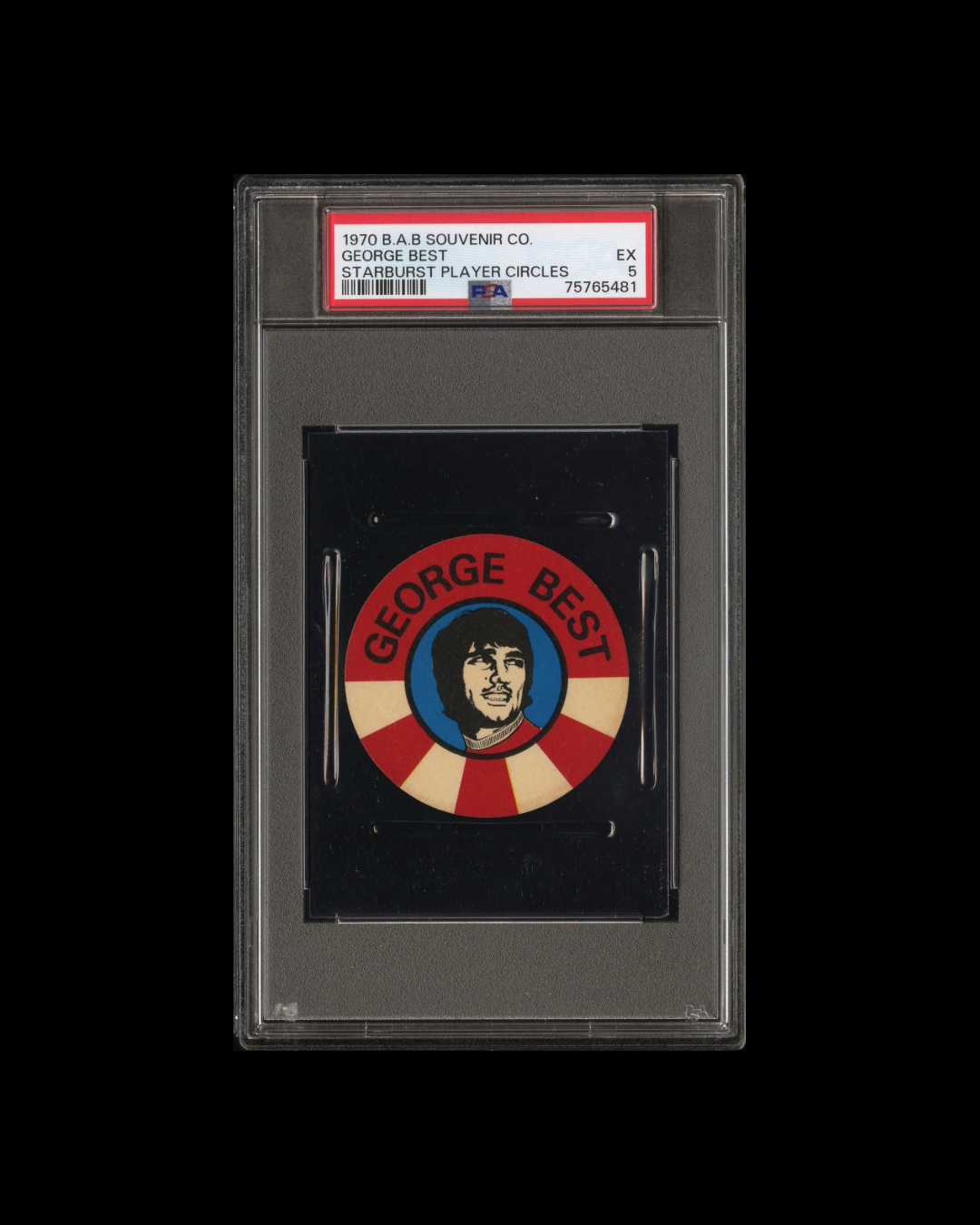 1970 B.A.B. Souvenir Company Starburst Player Circles George Best PSA 5