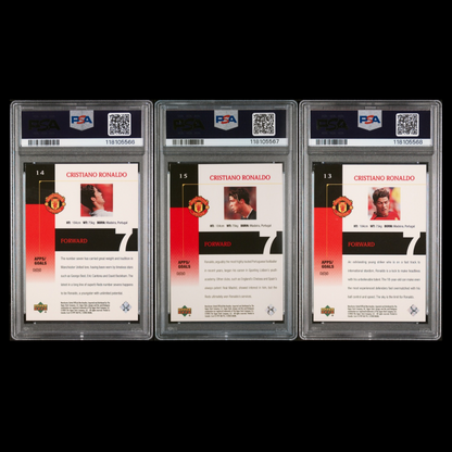2003 UPPER DECK MANCHESTER UNITED #15 CRISTIANO RONALDO MANCHESTER UNITED #13-15 PSA 7/8 SET