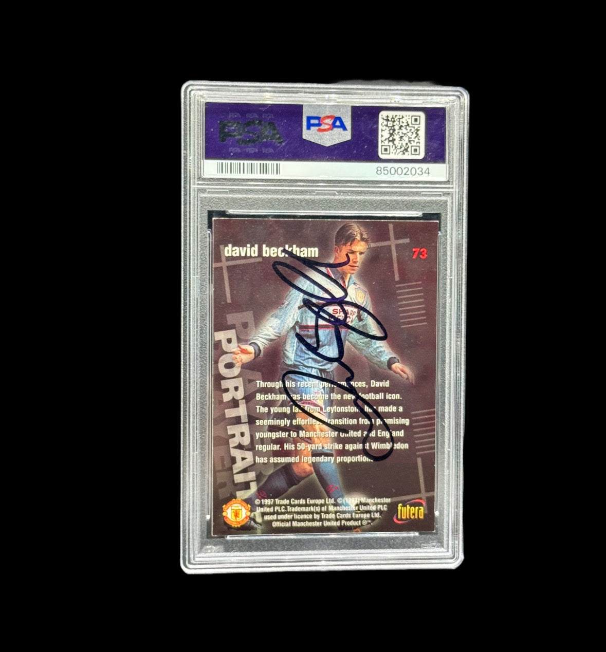 1997 FUTERA MANCHESTER UNITED #73 DAVID BECKHAM MANCHESTER UNITED PSA / DNA Authentic Auto 10