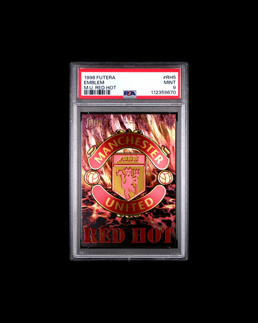 1998 FUTERA MANCHESTER UNITED- RED HOT #RH5 EMBLEM M.U. RED HOT PSA 9