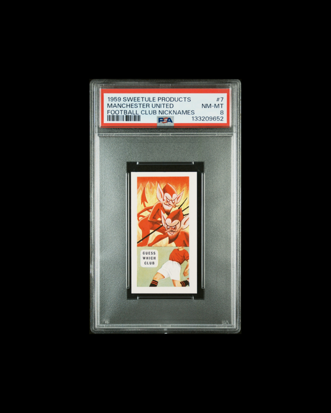 1959 SWEETULE PRODUCTS FOOTBALL CLUB NICKNAMES #7 MANCHESTER UNITED PSA 8
