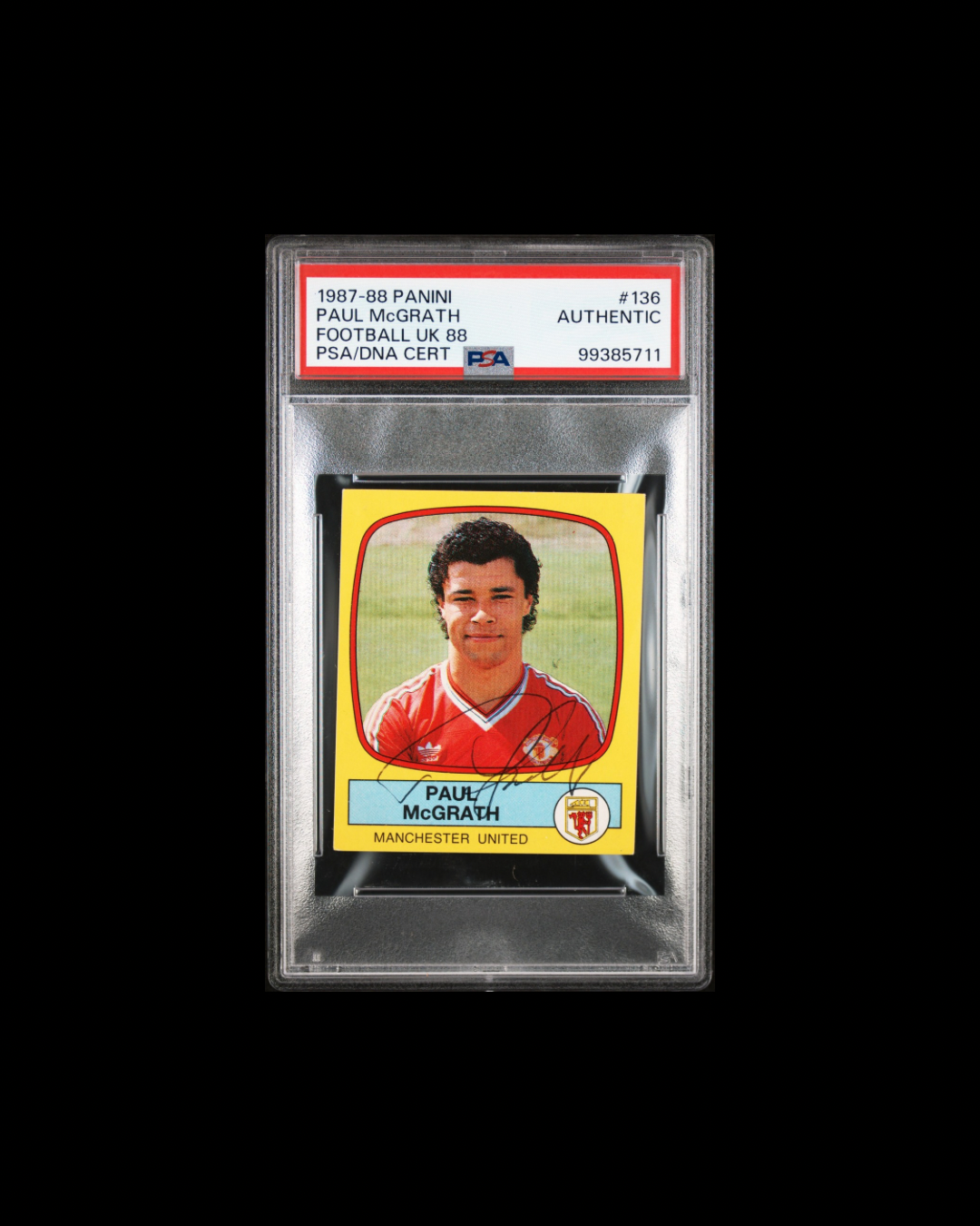 1987-88 PANINI FOOTBALL UK 88 #136 PAUL MCGRATH PSA/DNA AUTHENTIC