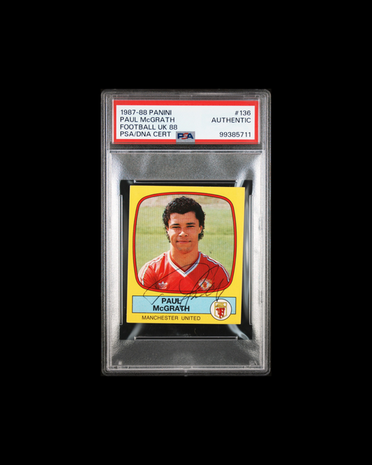 1987-88 PANINI FOOTBALL UK 88 #136 PAUL MCGRATH PSA/DNA AUTHENTIC