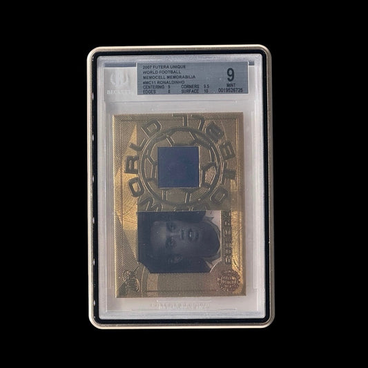 2007 FUTERA UNIQUE WORLD FOOTBALL MEMOCELL MEMORABILIA #MC11 RONALDINHO BGS 9