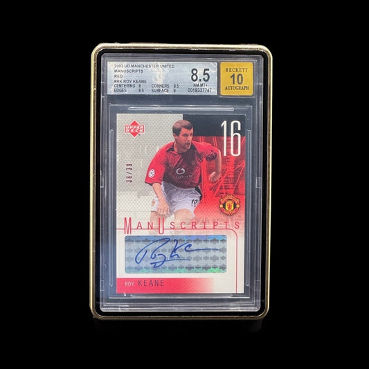 2003 UD MANCHESTER UNITED
MANUSCRIPTS RED /39 #RK ROY KEANE BGS 8.5 AUTO 10