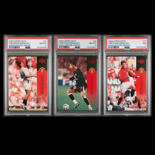 2003 UPPER DECK MANCHESTER UNITED #15 CRISTIANO RONALDO MANCHESTER UNITED #13-15 PSA 7/8 SET