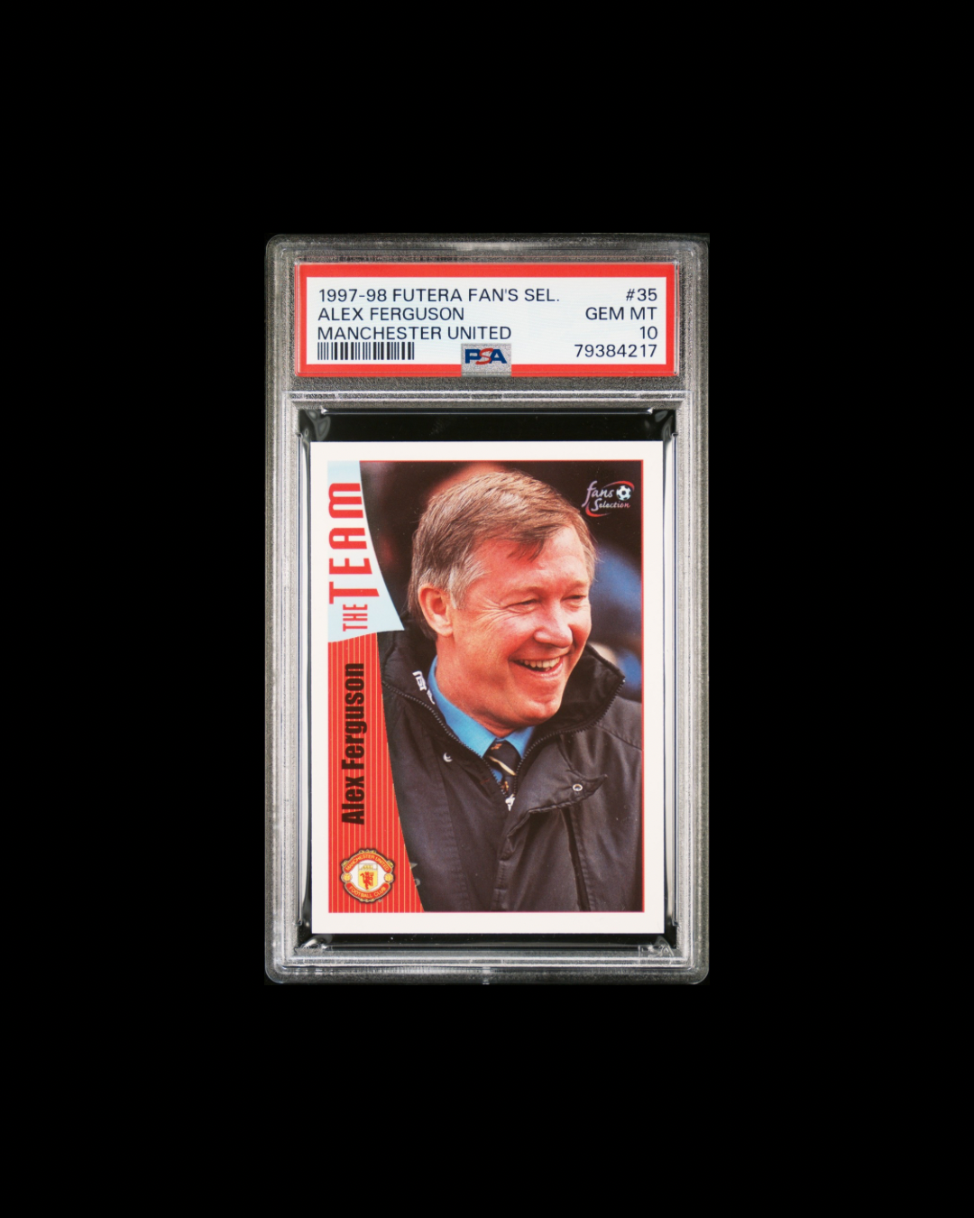 1997 FUTERA FAN'S SELECTION MANCHESTER UNITED #35 ALEX FERGUSON MANCHESTER UNITED PSA GEM MT 10