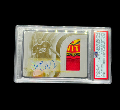 2015 TOPPS PREMIER GOLD PREMIER JUMBO AUTOGRAPHED RELICS #MC MICHAEL CARRICK PRM JMB AU RL-YW PP 1/1