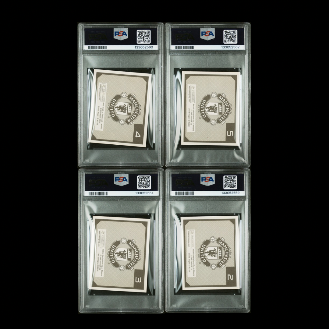 2007 PANINI TEAM PHOTO MANCHESTER UNITED STICKERS #2-#5 PSA GRADED SET