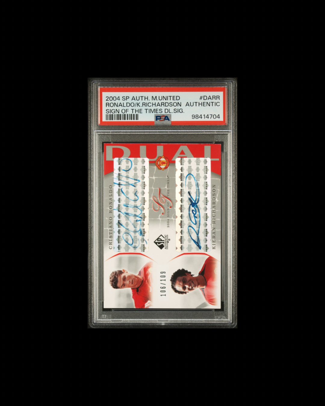 2004 SP AUTHENTIC MANCHESTER UNITED SIGN OF THE TIMES DUAL SIGNATURES #DARR RONALDO/K.RICHARDSON SIGN OF THE TIMES DL.SIG. AUTHENTIC
