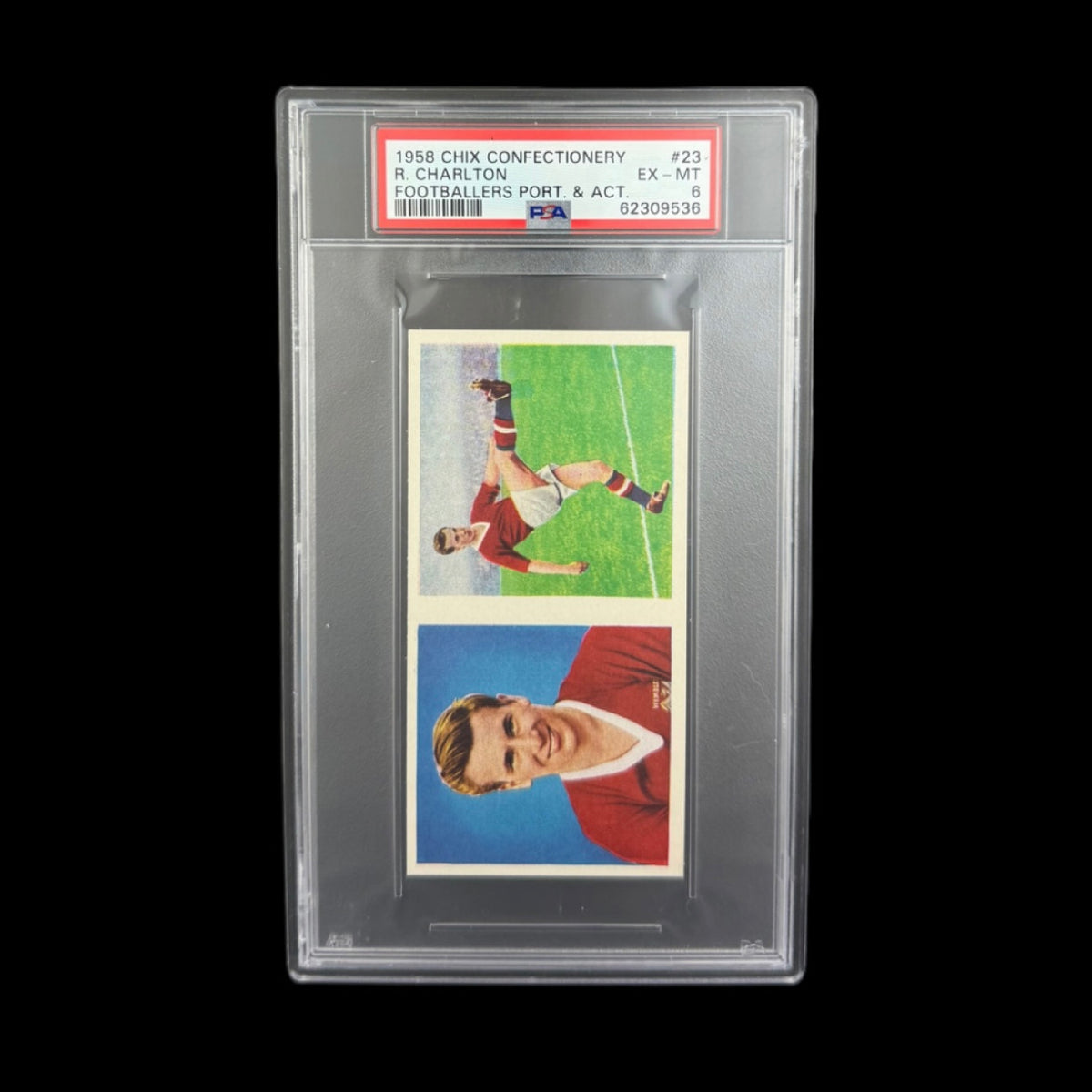 1958 Chix Confectionery R. Charlton Footballers Port. & Act. #23 PSA 6