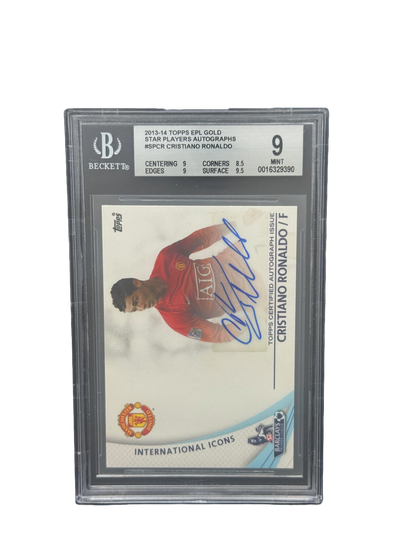 2013-14 TOPPS EPL GOLD
STAR PLAYERS AUTOGRAPHS #SPCR CRISTIANO RONALDO BGS 9