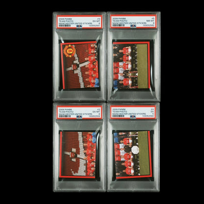 2007 PANINI TEAM PHOTO MANCHESTER UNITED STICKERS #2-#5 PSA GRADED SET
