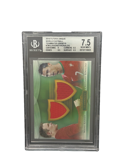 2014 FUTERA UNIQUE WORLD FOOTBALL
TEAMMATES JERSEYS #TM12 ROONEY/RONALDO BGS 7.5