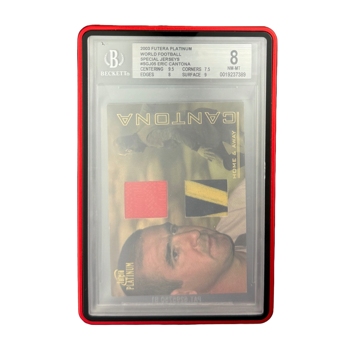 2003 Futera Platinum World Football Special Jerseys #SGJ05 Eric Cantona BGS 8