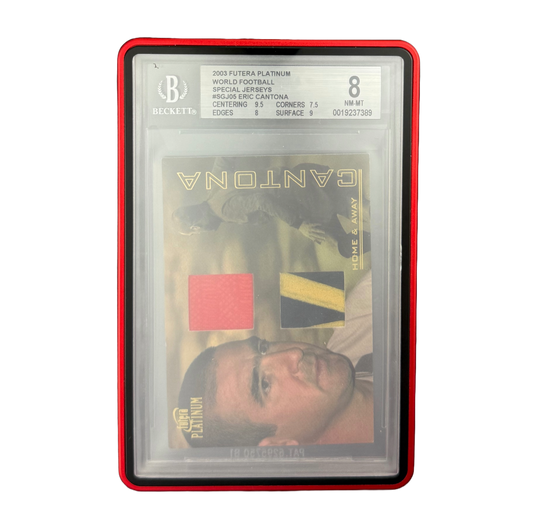 2003 Futera Platinum World Football Special Jerseys #SGJ05 Eric Cantona BGS 8