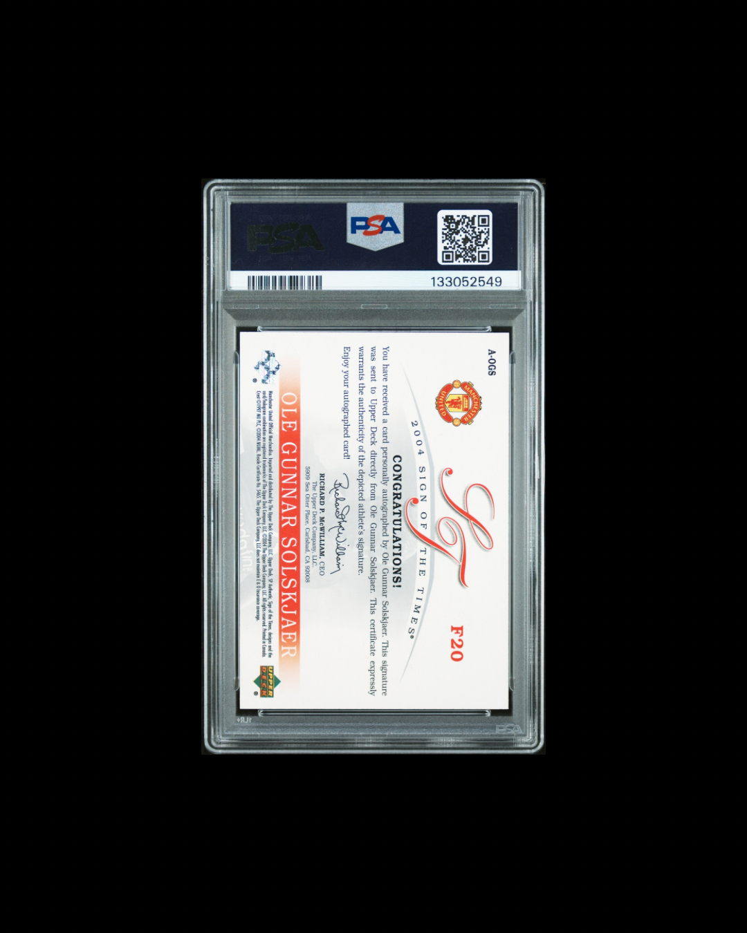 2004 SP AUTHENTIC SIGN OF THE TIMES #A-OGS OLE GUNNAR SOLSKJAER SIGN OF THE TIMES PSA 9