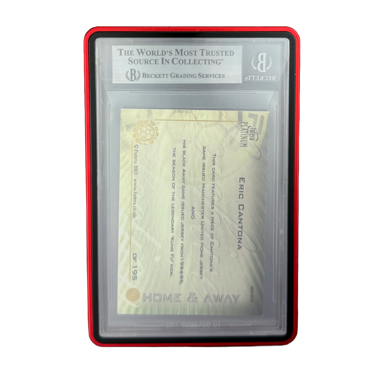 2003 Futera Platinum World Football Special Jerseys #SGJ05 Eric Cantona BGS 8