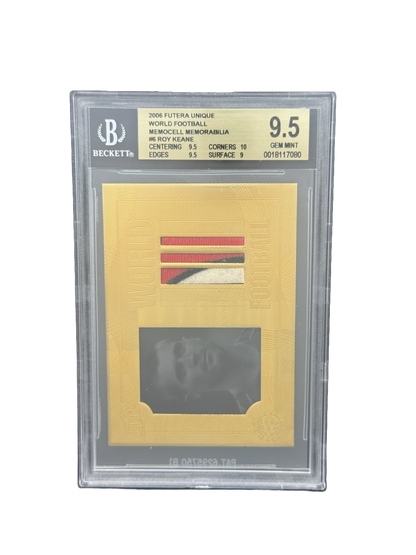 2006 FUTERA UNIQUE WORLD FOOTBALL
MEMOCELL MEMORABILIA
#6 ROY KEANE BGS 9.5