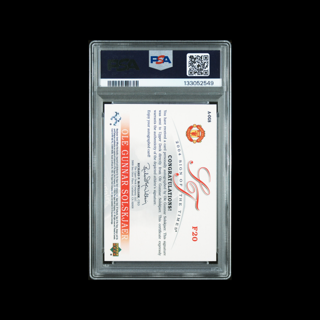 2004 SP AUTHENTIC SIGN OF THE TIMES #A-OGS OLE GUNNAR SOLSKJAER SIGN OF THE TIMES PSA MINT 9