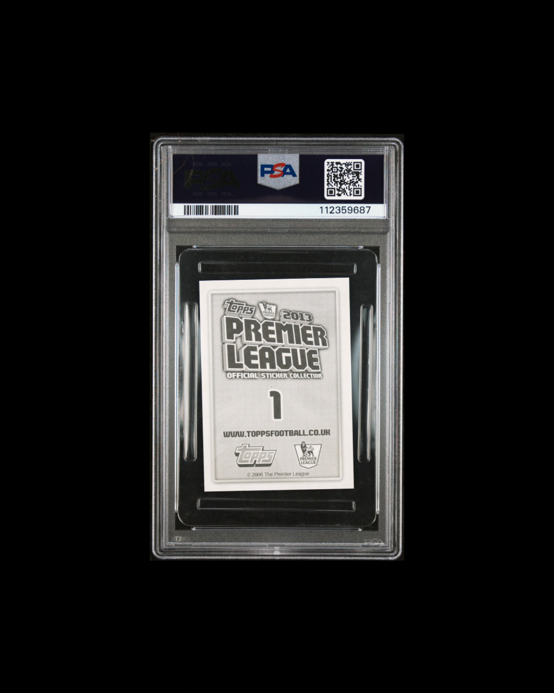 2013-14 TOPPS PREMIER LEAGUE STICKERS #1 PREMIER LEAGUE LOGO STICKERS-METALLIC PSA 9