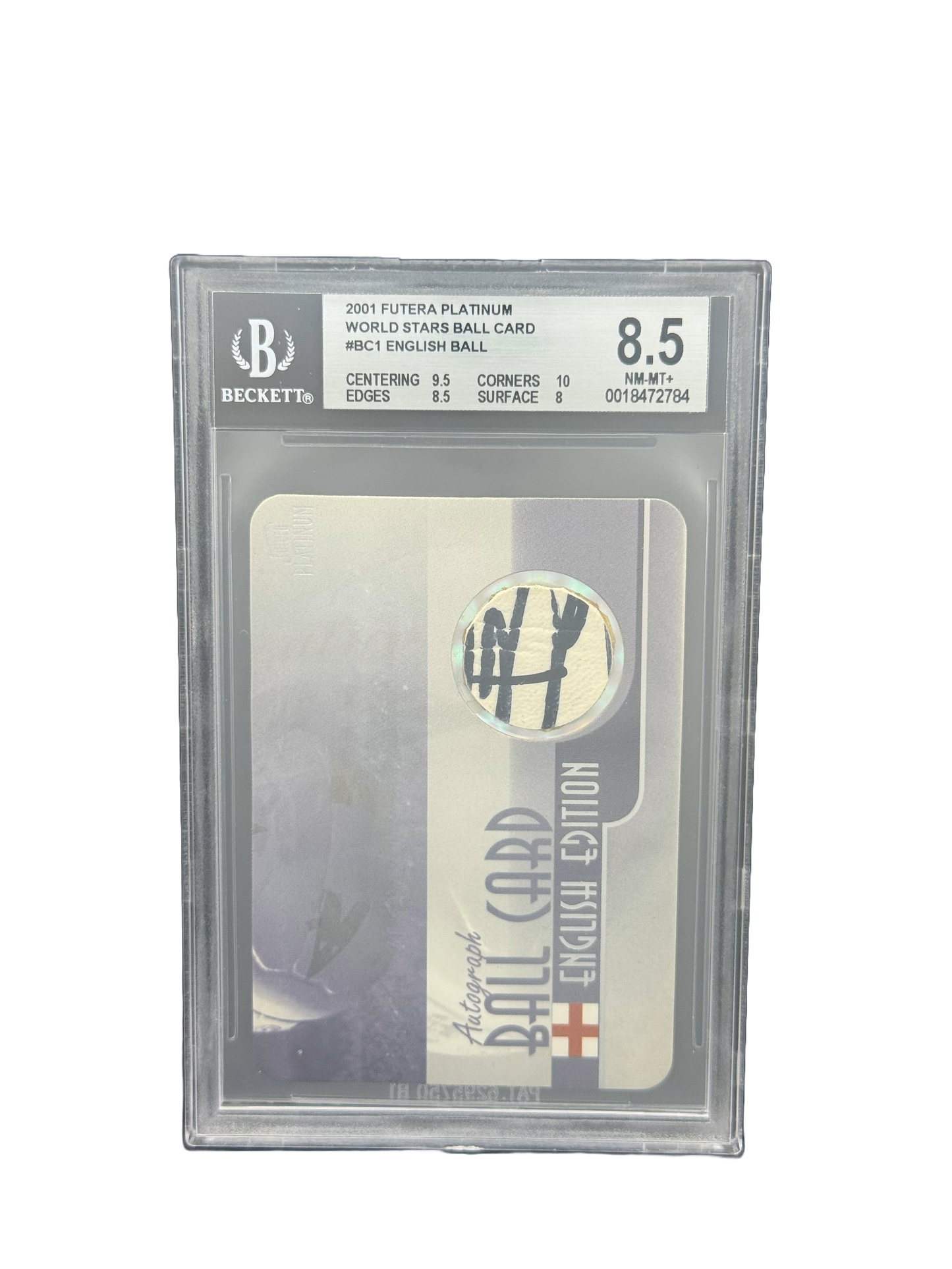 2001 FUTERA PLATINUM
WORLD STARS BALL CARD #BC1 ENGLISH BALL BGS 8.5