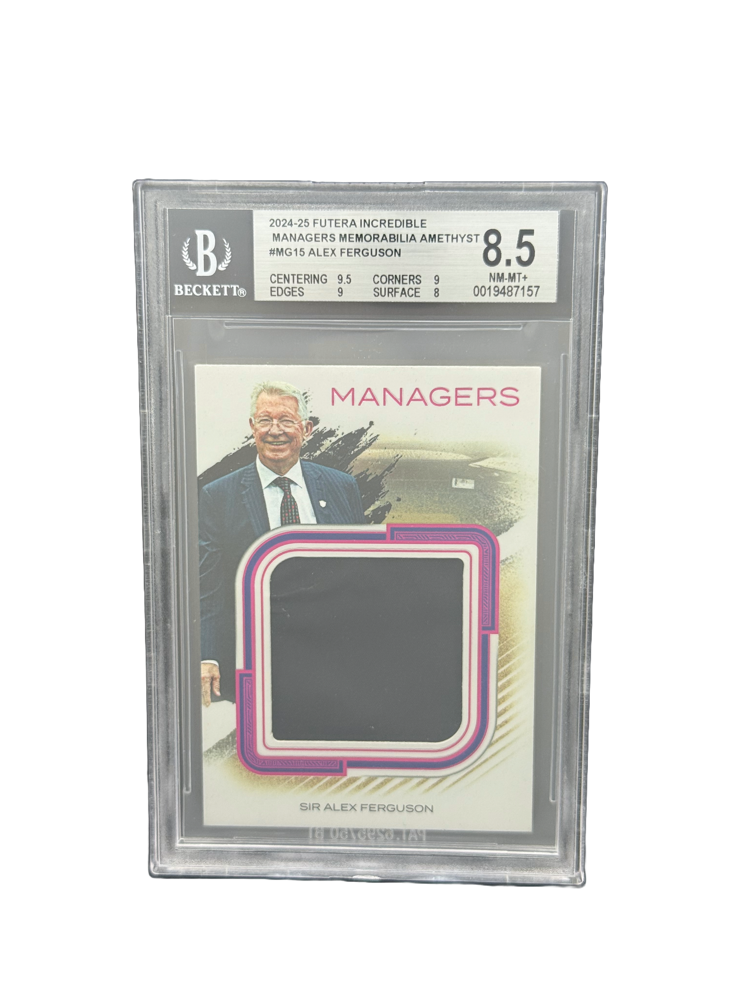 2024-25 FUTERA INCREDIBLE MANAGERS Memorabilia Amethyst 
#MG15 ALEX FERGUSON BGS 8.5