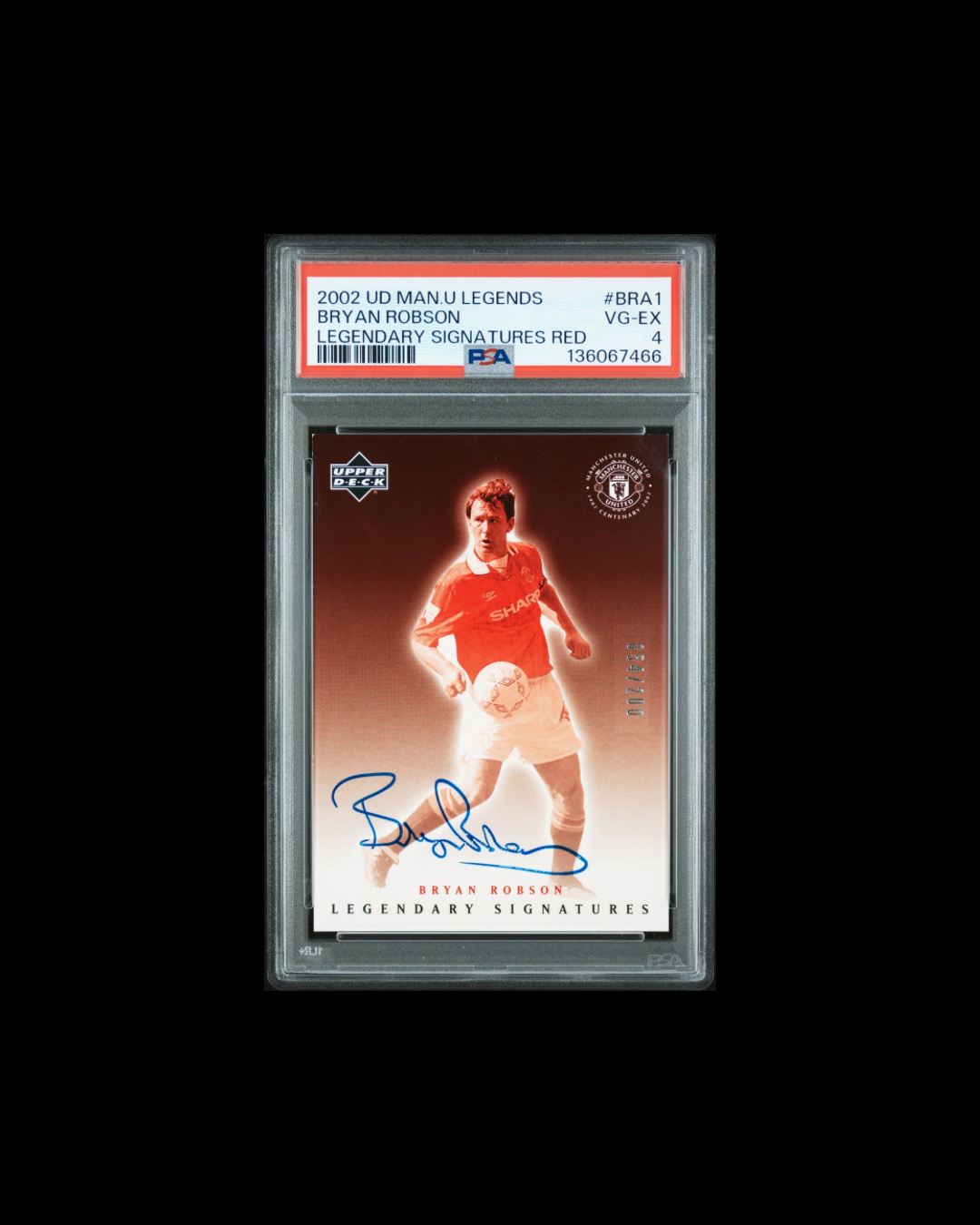 2002 UPPER DECK MANCHESTER UNITED LEGENDS LEGENDARY SIGNATURES RED #BRA1 BRYAN ROBSON LEGENDARY SIGNATURES RED