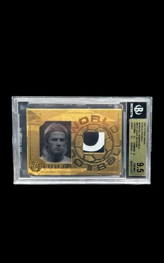 2007 DAVID BECKHAM MADRID GOLD NAME-PLATE PATCH BGS 9.5