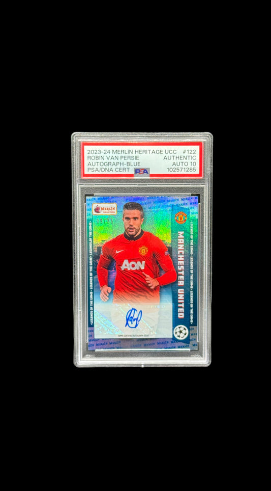 2023-24 TOPPS MERLIN HERITAGE UEFA CLUB COMPETITIONS #122 ROBIN VAN PERSIE AUTOGRAPH-BLUE