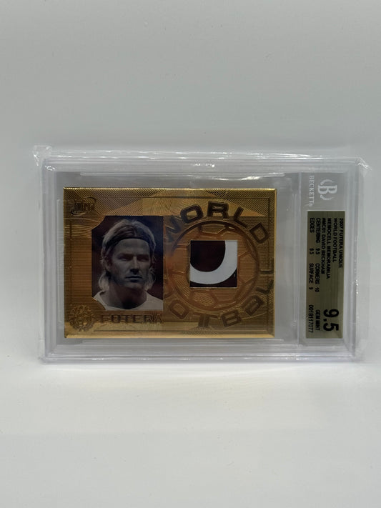 2007 DAVID BECKHAM MADRID GOLD NAME-PLATE PATCH BGS 9.5