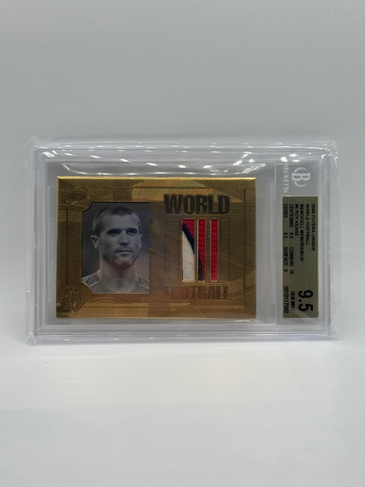 BGS 9.5 ROY KEANE GOLD VODAPHONE LOGO BADGE PATCH