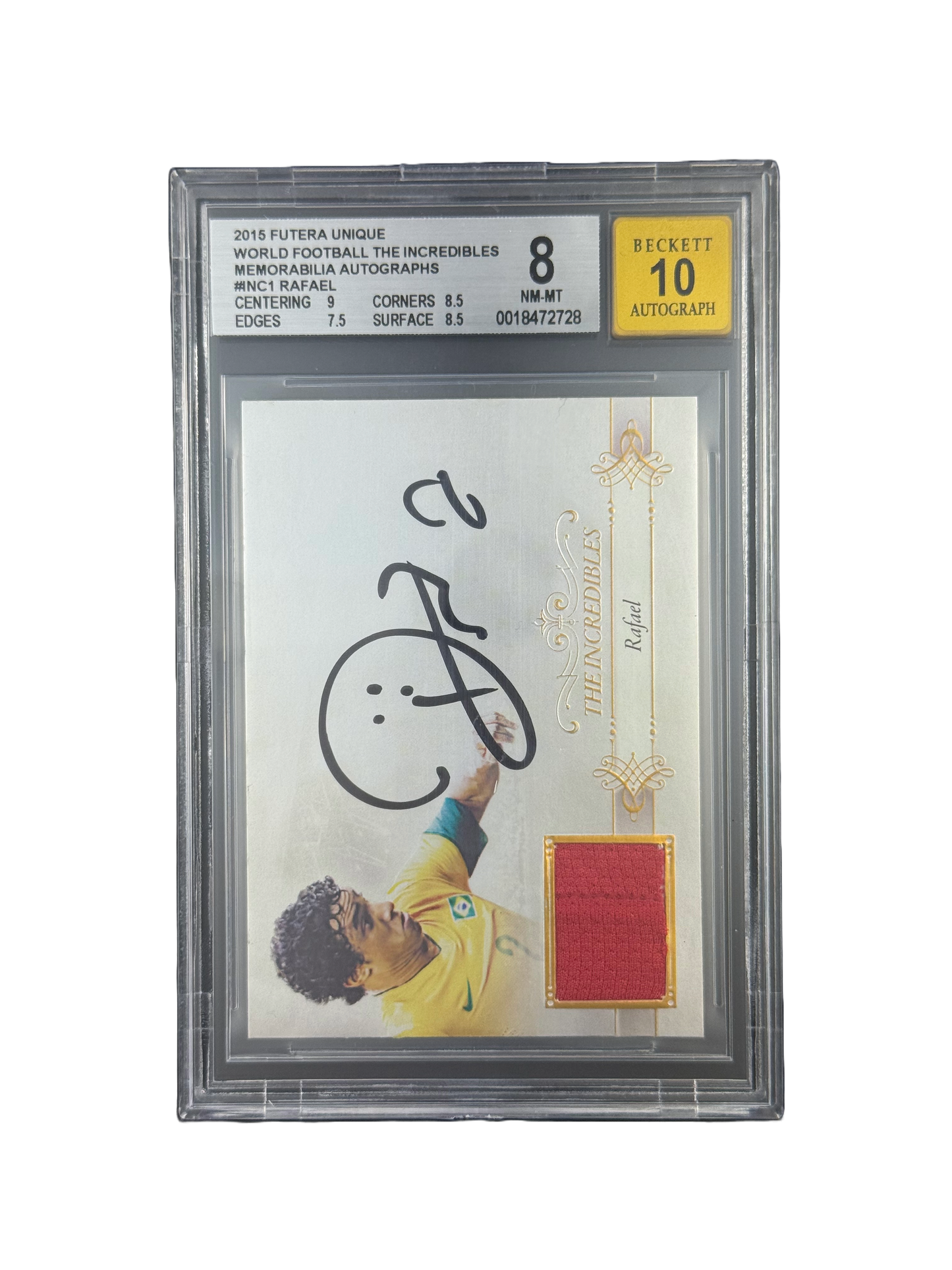 2015 FUTERA UNIQUE
WORLD FOOTBALL THE INCREDIBLES
MEMORABILIA AUTOGRAPHS
#NC1 RAFAEL BGS 8 AUTO 10