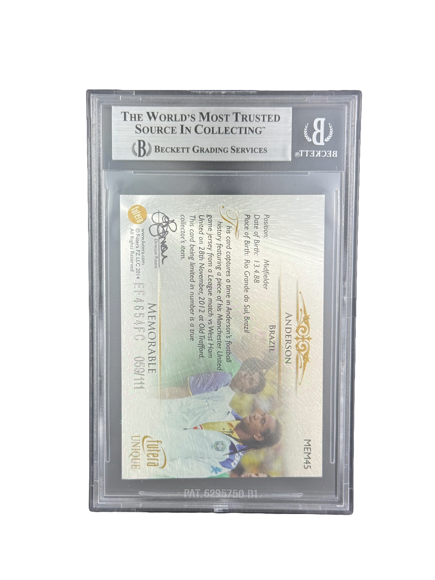 2014 FUTERA UNIQUE
WORLD FOOTBALL
MEMORABLES
#MEM45 ANDERSON BGS 6.5