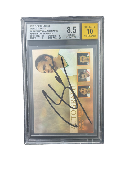 2013 FUTERA UNIQUE
WORLD FOOTBALL
TRIPLE PHOTO AUTOGRAPHS
#DB DIMITAR BERBATOV BGS 8.5 AUTO 10