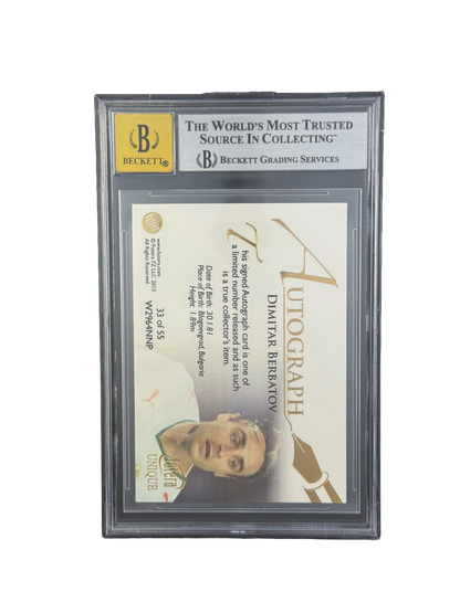 2013 FUTERA UNIQUE
WORLD FOOTBALL
TRIPLE PHOTO AUTOGRAPHS
#DB DIMITAR BERBATOV BGS 8.5 AUTO 10