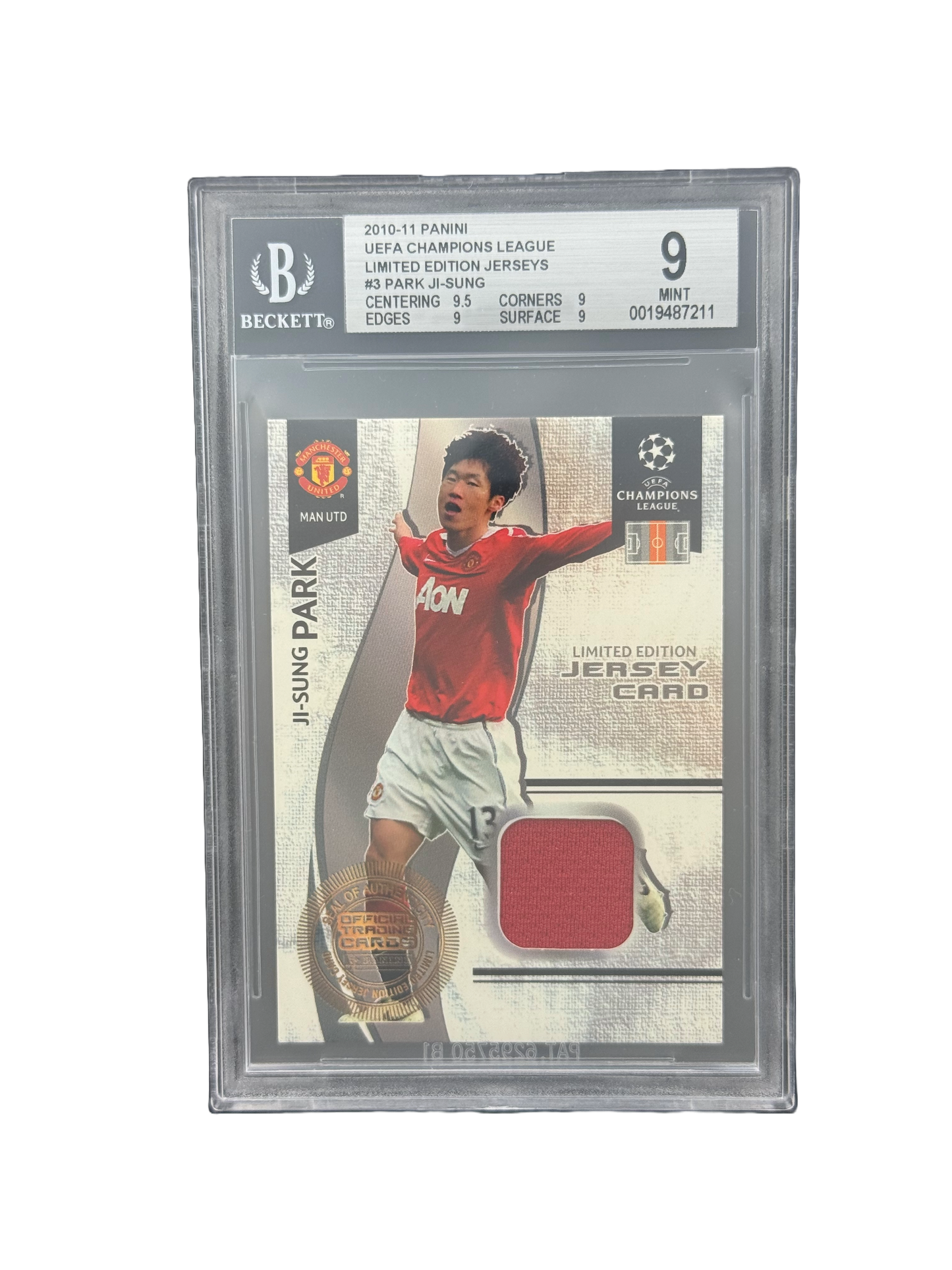 2010-11 PANINI
UEFA CHAMPIONS LEAGUE
LIMITED EDITION JERSEYS
#3 PARK JI-SUNG BGS 9