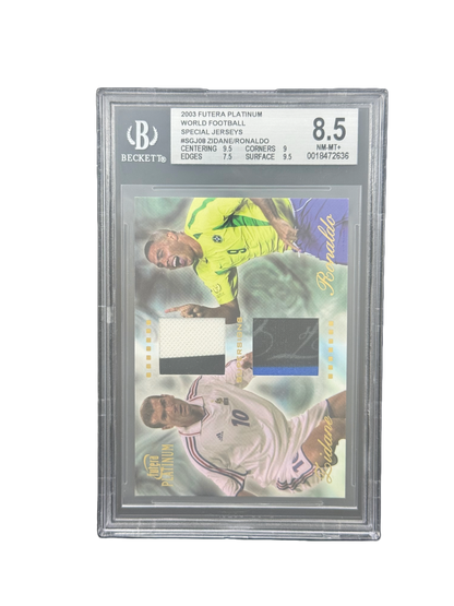 2003 FUTERA PLATINUM
WORLD FOOTBALL
SPECIAL JERSEYS
#SGJ08 ZIDANE/RONALDO BGS 8.5