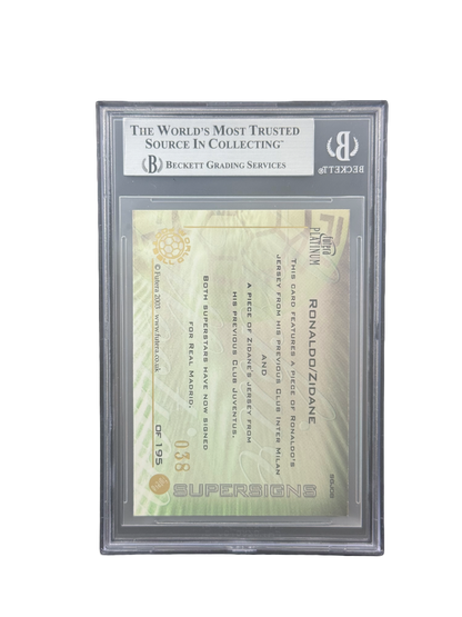 2003 FUTERA PLATINUM
WORLD FOOTBALL
SPECIAL JERSEYS
#SGJ08 ZIDANE/RONALDO BGS 8.5